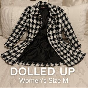 Yoki Black and White Checkered Women's Jacket